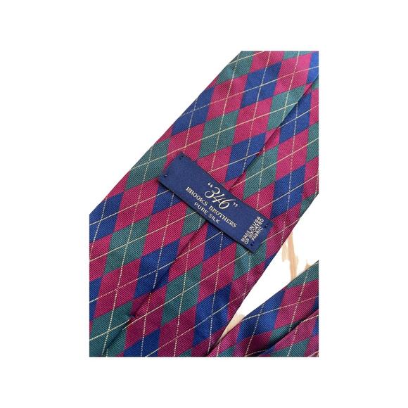 Vintage Brooks Brothers 346 90s Silk Necktie Argyle - Picture 4 of 4